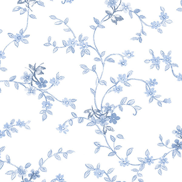 Floral Trail Wallpaper Blue And White Traditional By