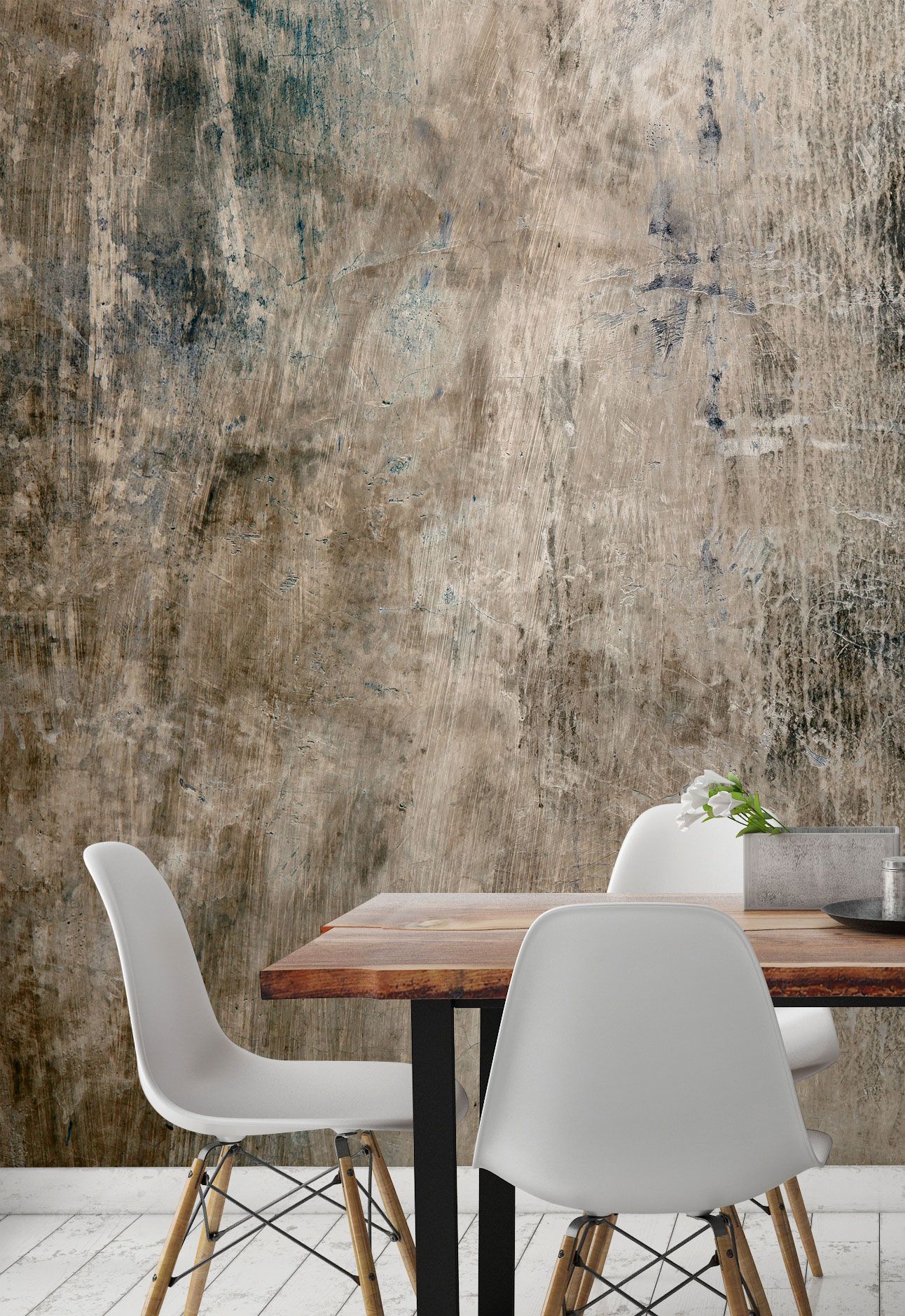 Create A Trendy Dining Room With Concrete Wallpaper In