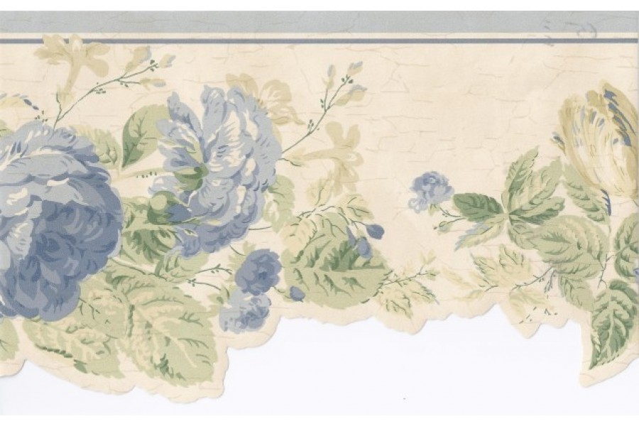 🔥 [45+] Blue Floral Wallpaper Border WallpaperSafari