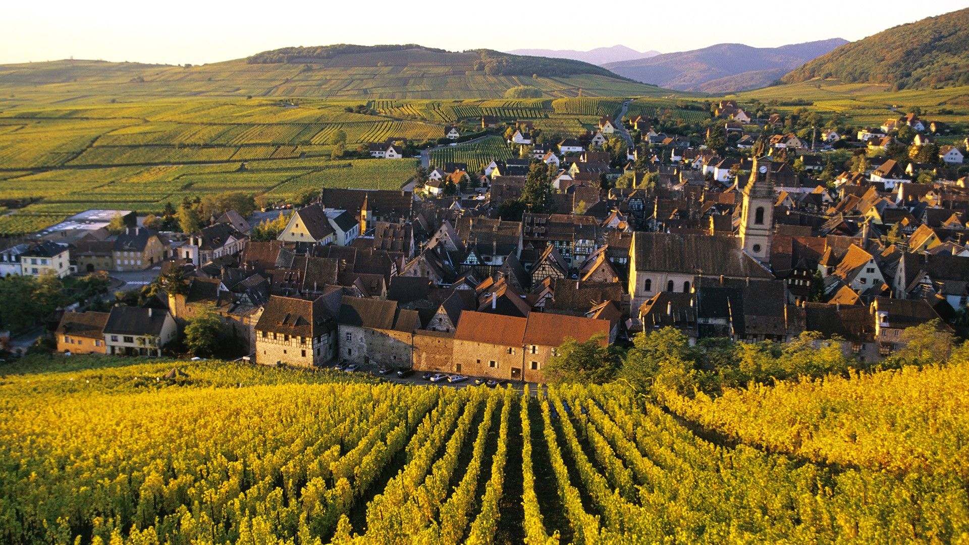 Riquewihr Village Alsace Wine Route Full HD Wallpaper Travel