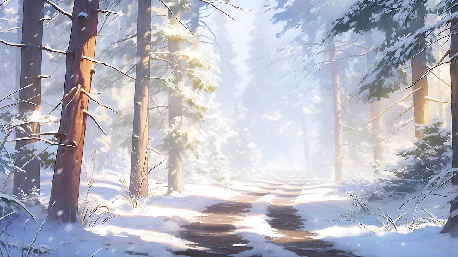 Sunny Winter Forest Desktop Wallpaper For 4k