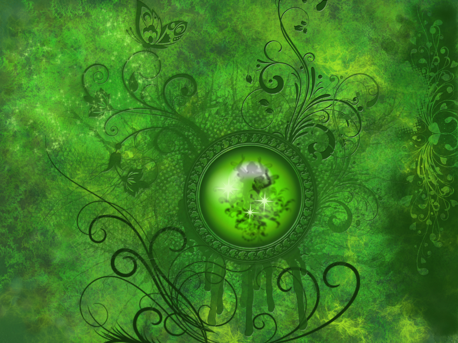 Зелёный фрактал в круге
