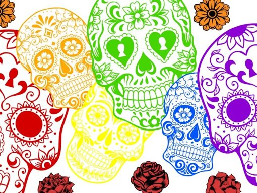 Sugar Skulls Wallpaper To Your Cell Phone Rainbow Roses