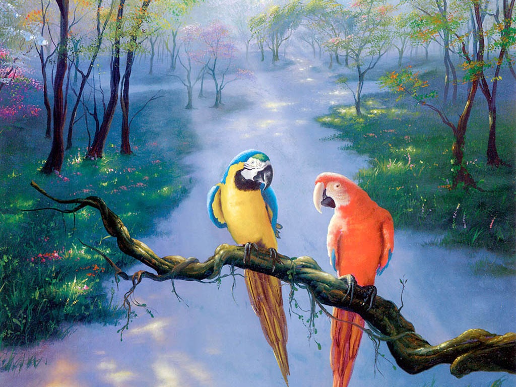 Get Parrot Beautiful Art Painting HD Wallpaper
