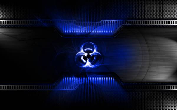 Radiation Sign Danger Abstract Blue Black Desktop Wallpaper