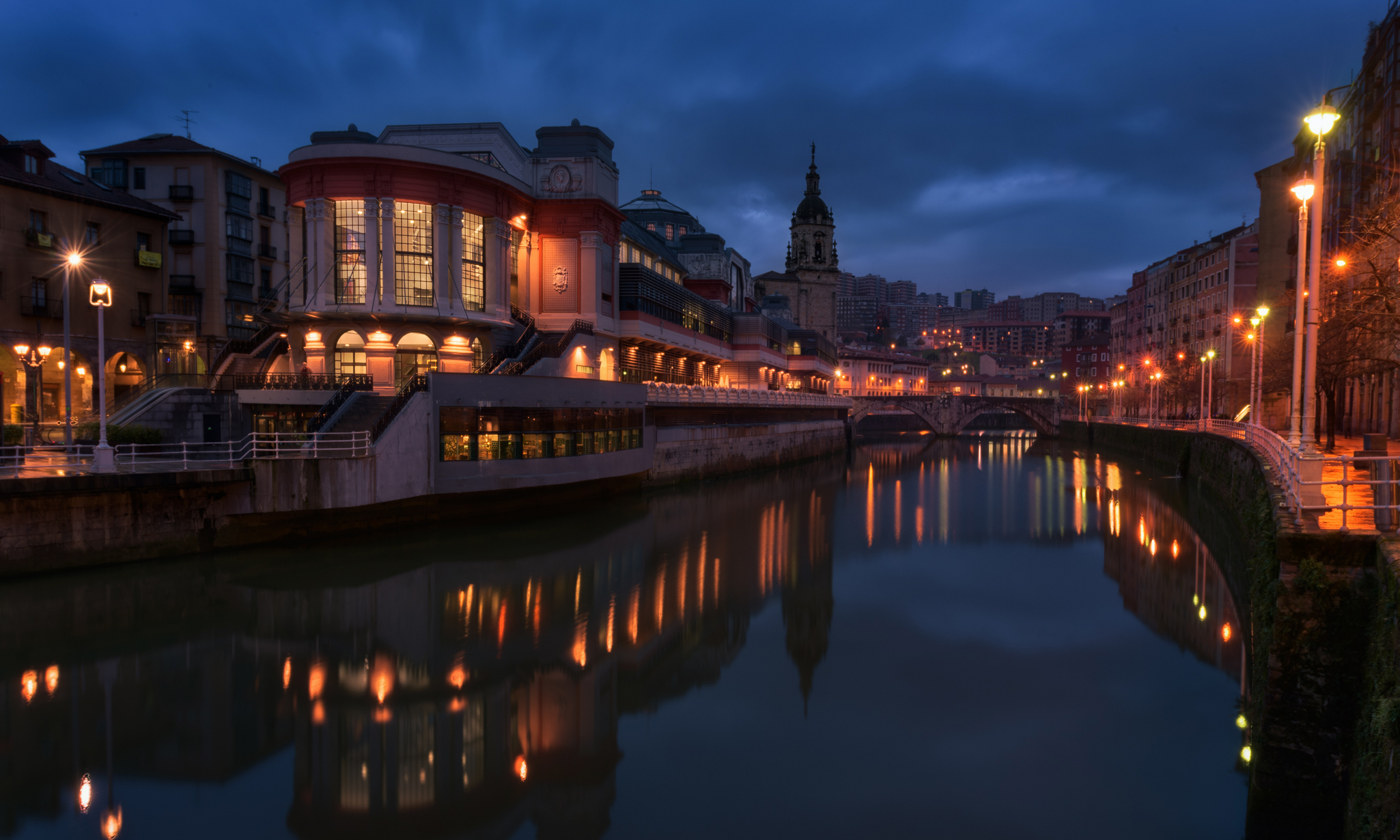 Nighttime In Bilbao Spain HD Wallpaper Background Image