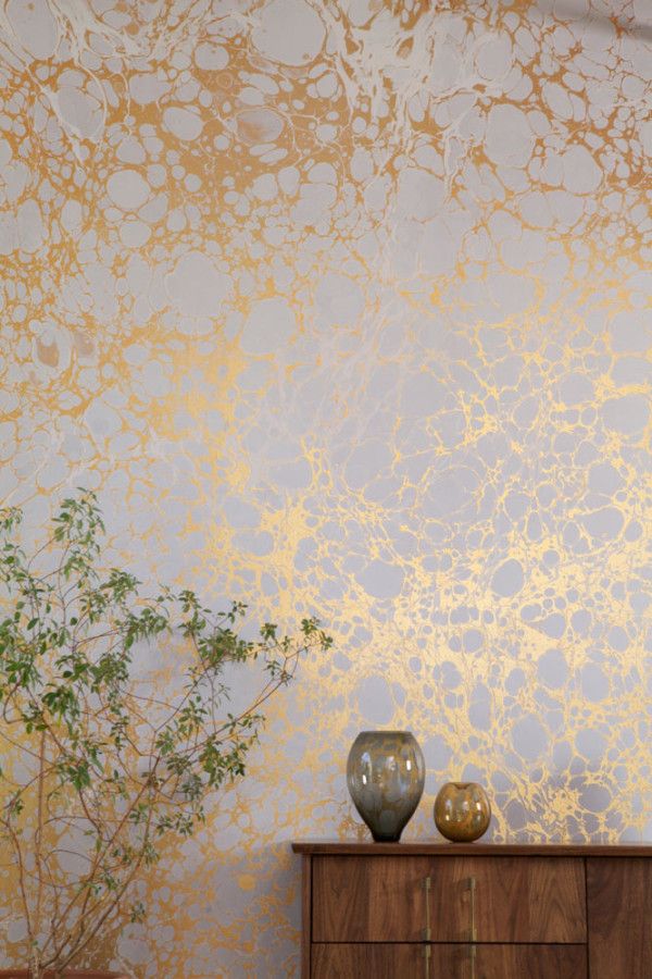 Metallic Marble Wallpaper By Calico In Interior Design