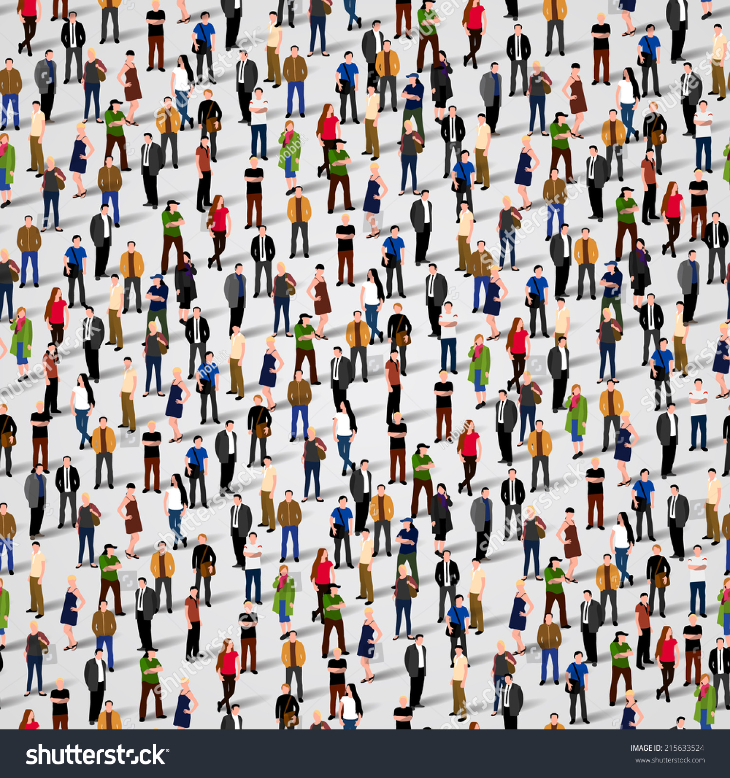 Large Group People Vector Seamless Background Stock