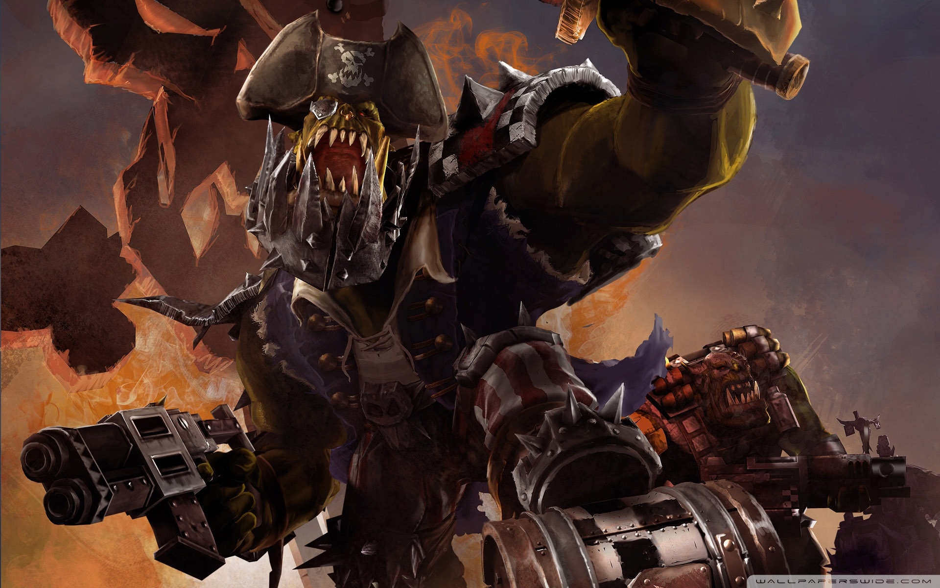 Cuộc chiến chống lại quân Ork đang hoành hành, và bạn được mời làm chiến binh dũng cảm của thế giới Warhammer 40k, hãy tải ngay miễn phí hình nền The Ork Menace Warhammer 40k Wallpaper để khẳng định niềm đam mê và cảm nhận lực lượng quân sự mạnh mẽ mỗi khi màn hình hiện lên.
