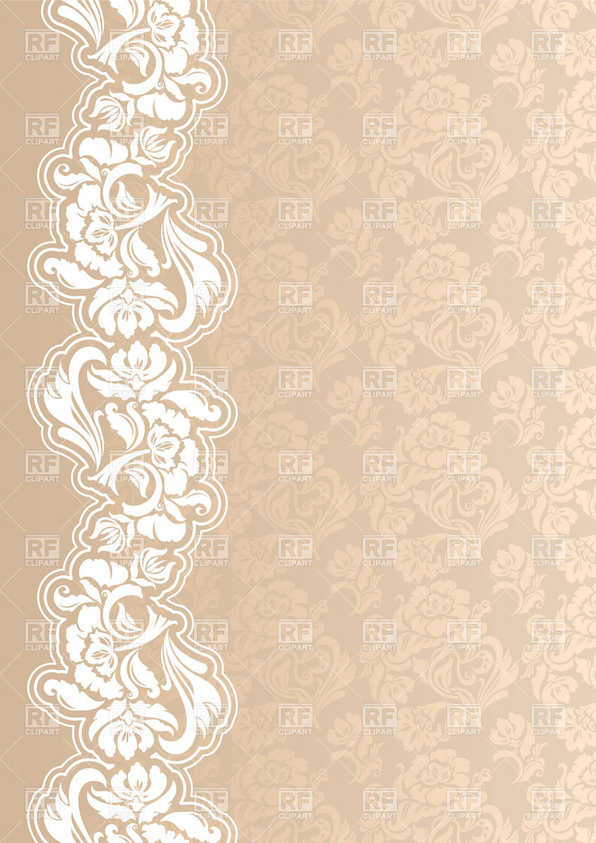 Beige Victorian Floral Wallpaper With Lacy Border Royalty