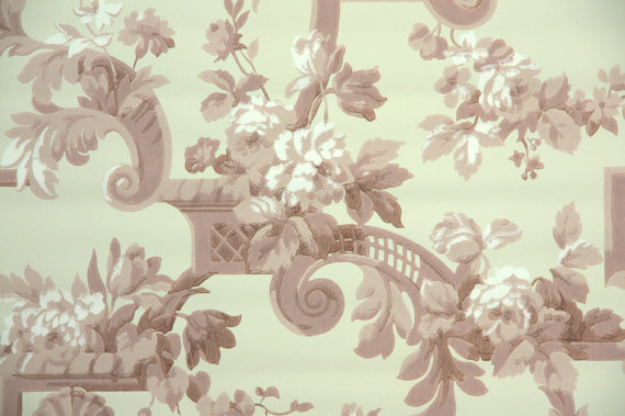 S Vintage Wallpaper Victorian Floral With Mauve Roses