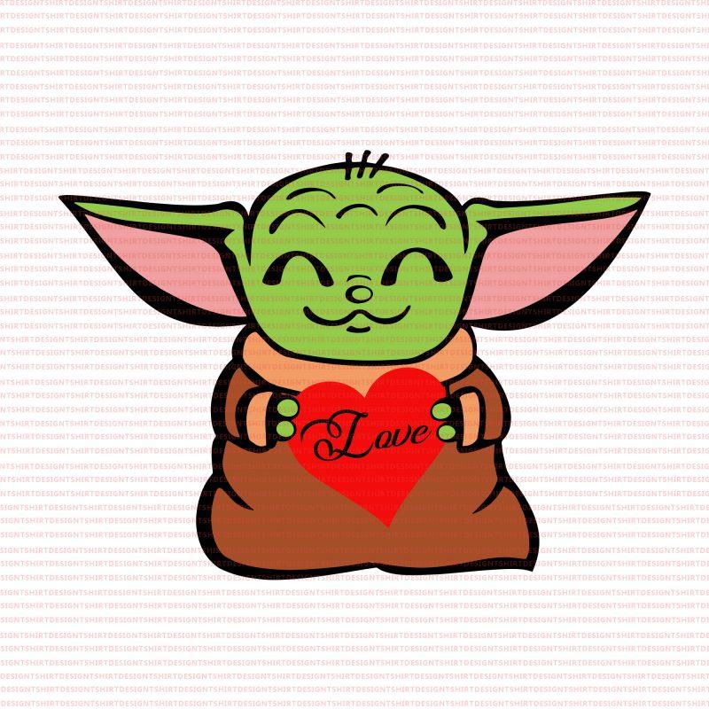 Valentines Day Baby Yoda Clipart