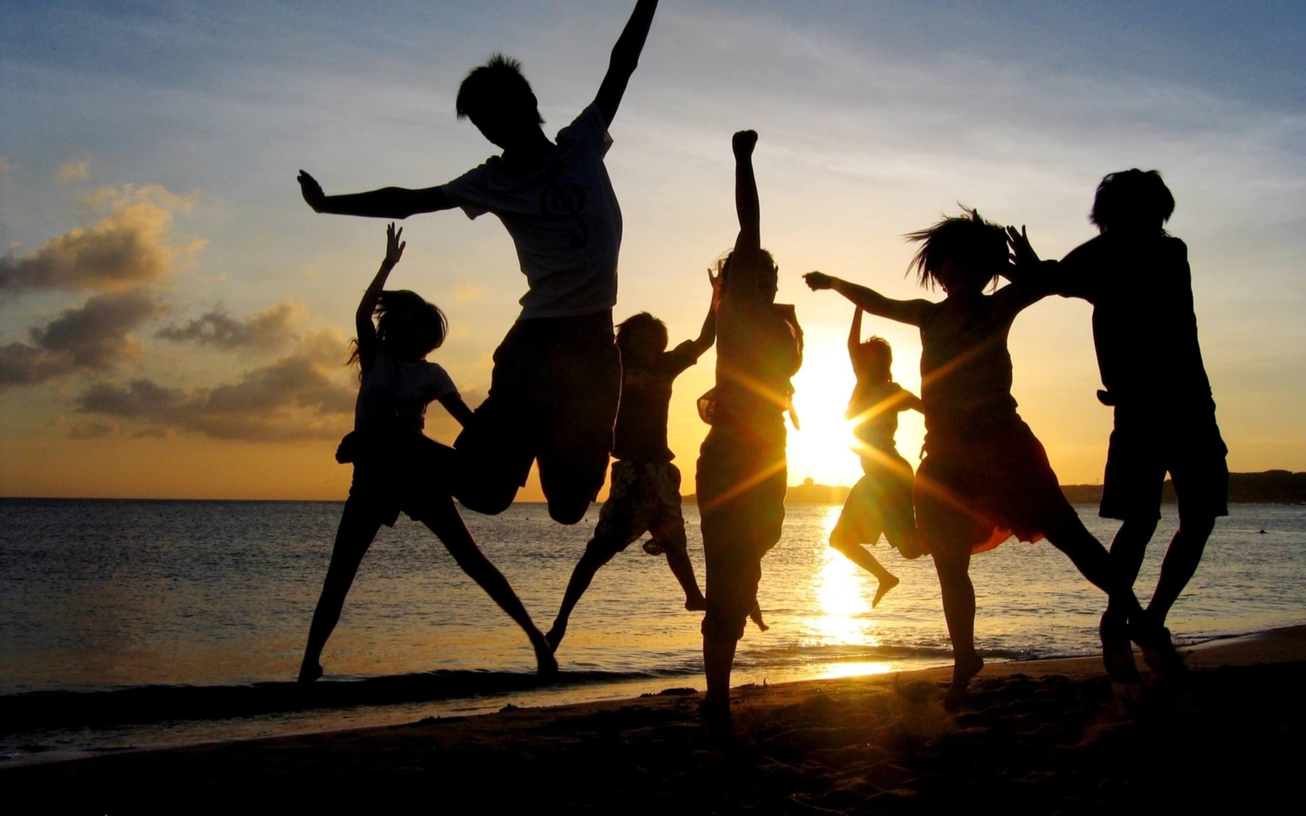Happy People Sunset Wallpaper Background Desktop Image