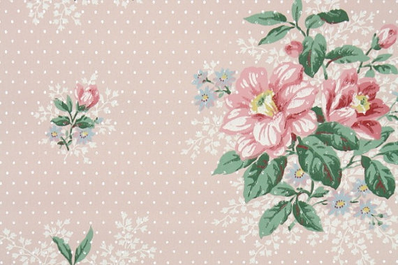 1930s Vintage Wallpaper   Floral Vintage Wallpaper with Large Pink 570x380