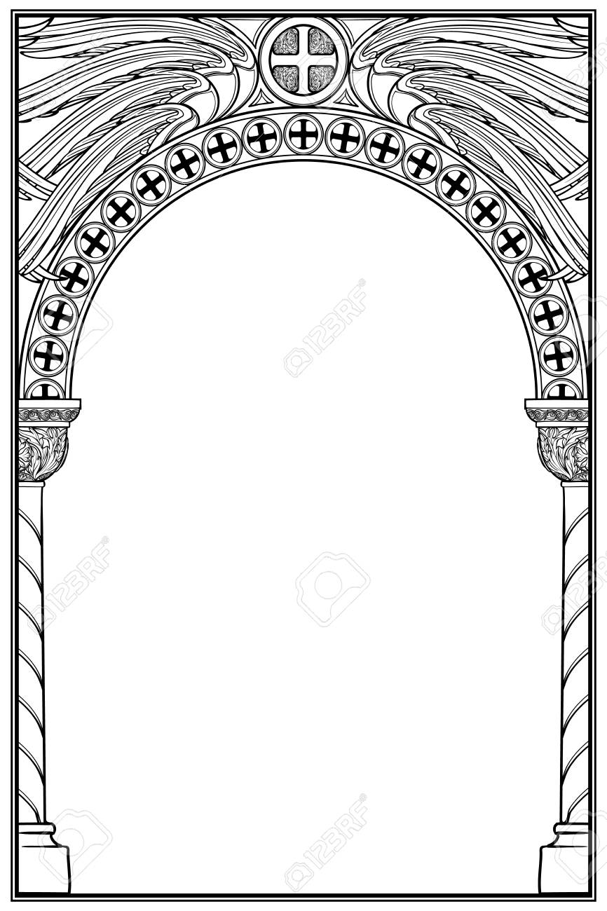 Early Medieval Byzantine Style Round Arch Decorative Motiff