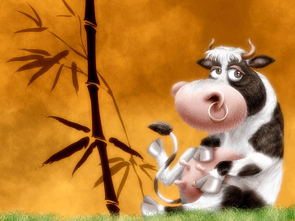 Cute Cartoon Cow Wallpaper