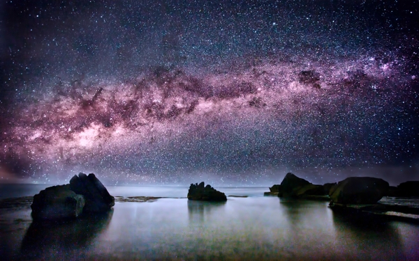 Milky Way Night Sky Sea Oceans Wallpaper Desktop