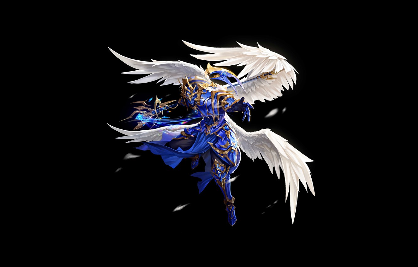 Wallpaper Minimalism Armor Angel Feathers Wings Fantasy Art
