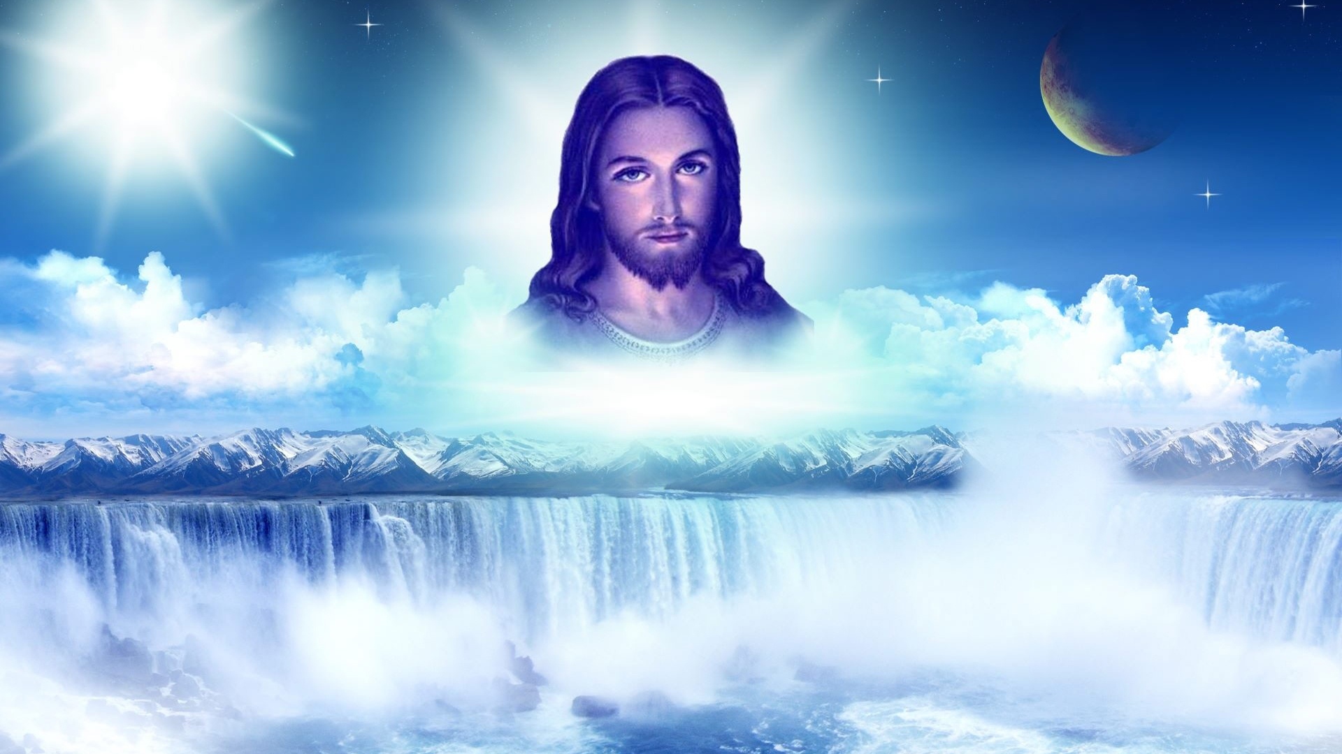 Jesus Religion Waterfall Wallpaper
