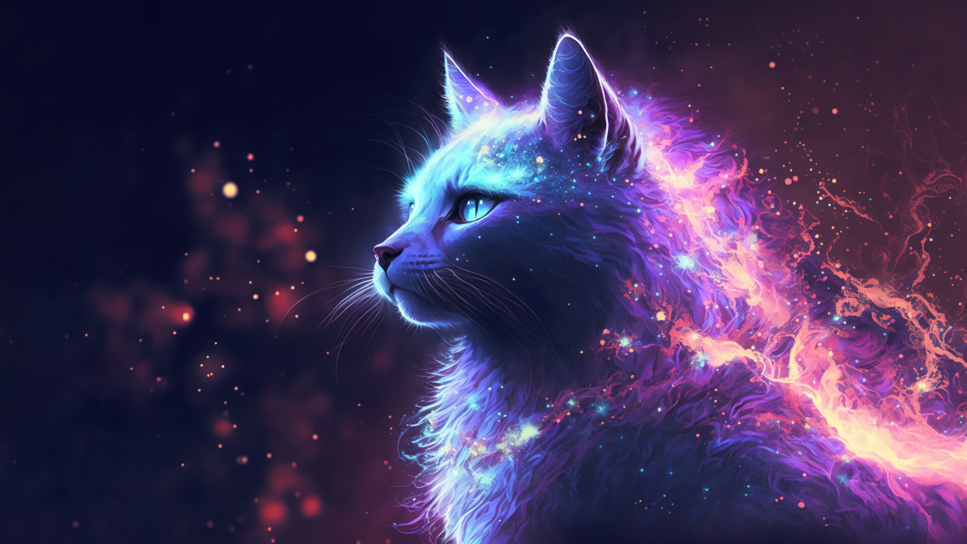 Cat Beautiful Digital Art 4k Wallpaper