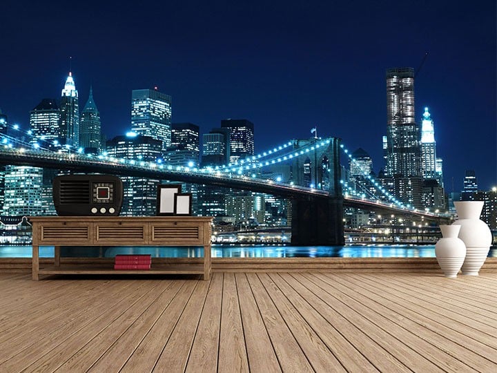 Home Wallpaper Manhattan Bridge at Night Wallpaper