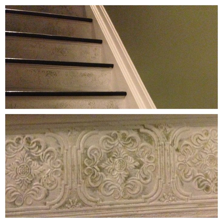 Textured Wallpaper On Stair Tread Architectural