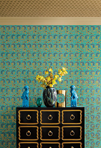 Jaipur Hand Block Wallpaper By Schumacher Blue White Overload