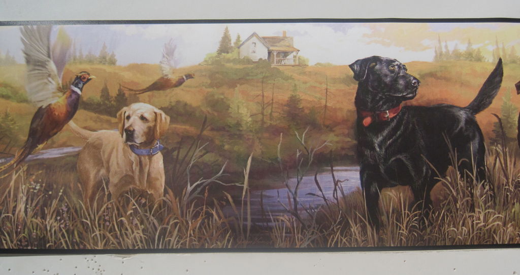 Labrador Retriever Dogs Pheasant Hunting Wallpaper Border