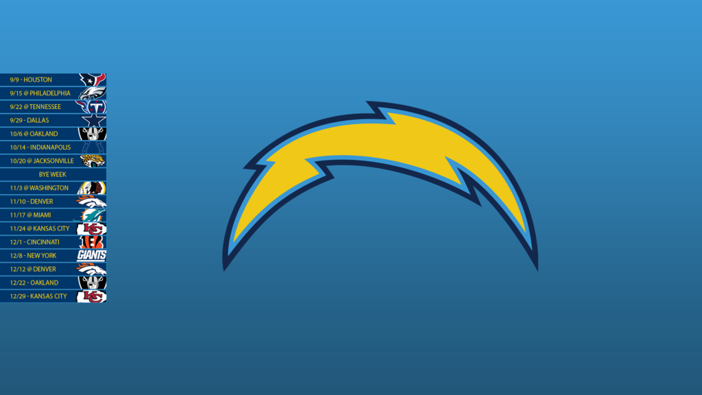San Diego Chargers 2013 Schedule Wallpaper by SevenwithaT on