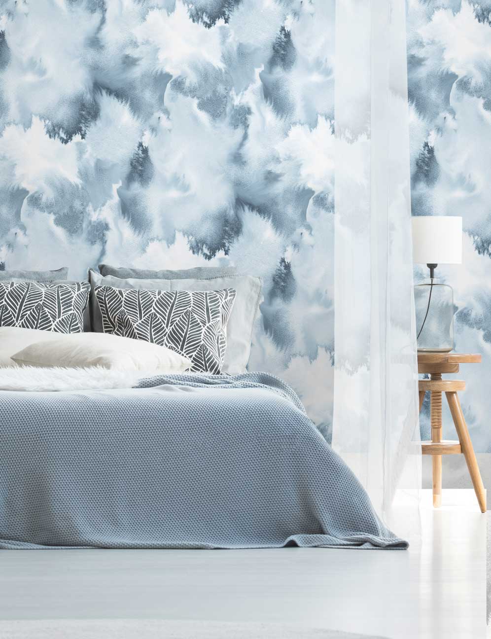 Blue White Beautiful Watercolour Abstract Wallpaper Feathr