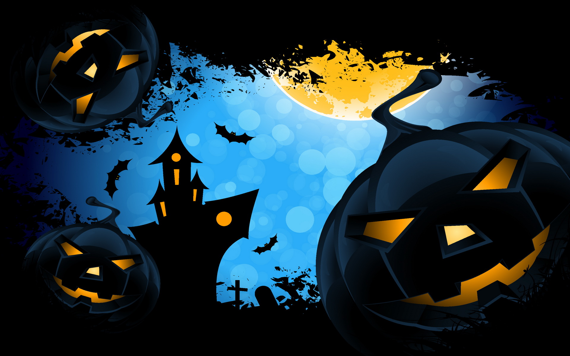 Happy Halloween Black Pumpkins HD Wallpaper