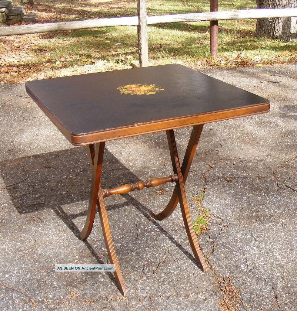 Vintage Folding Wallpaper Table, Wooden Folding Card Table