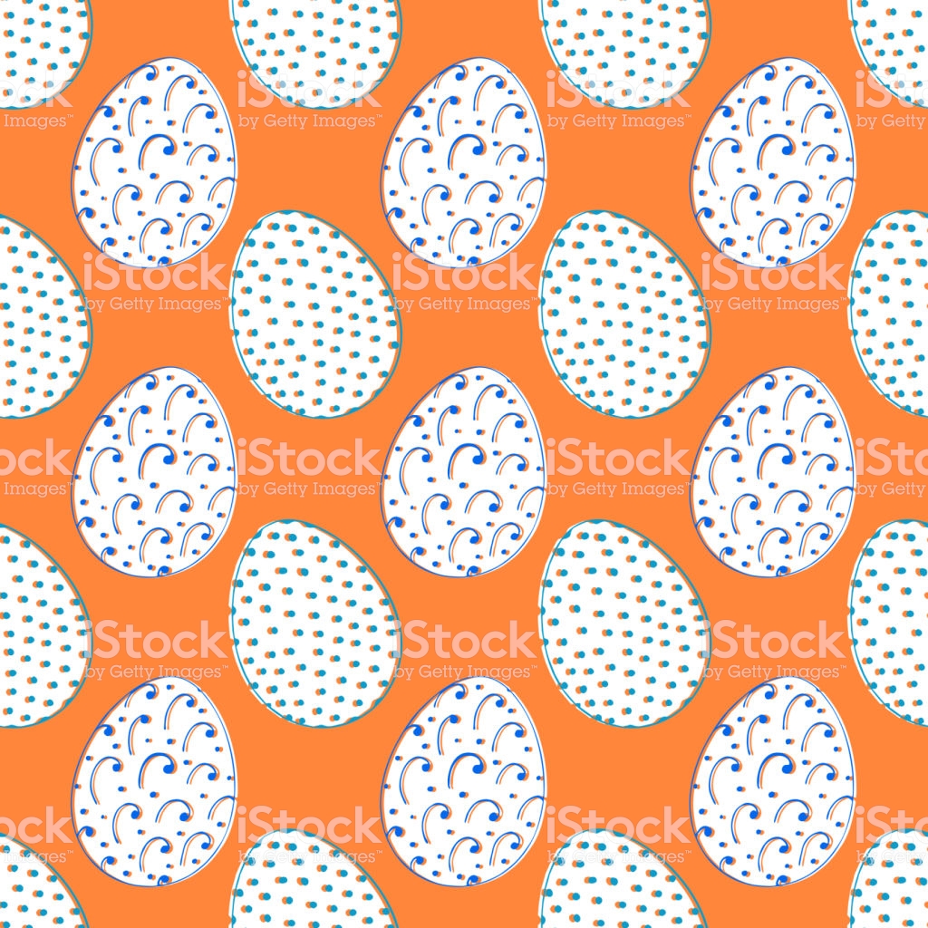 Holy Easter Traditional Background With Colored Eggs Seamless