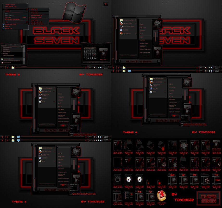 Windows Wallpaper Black And Red Theme Seven
