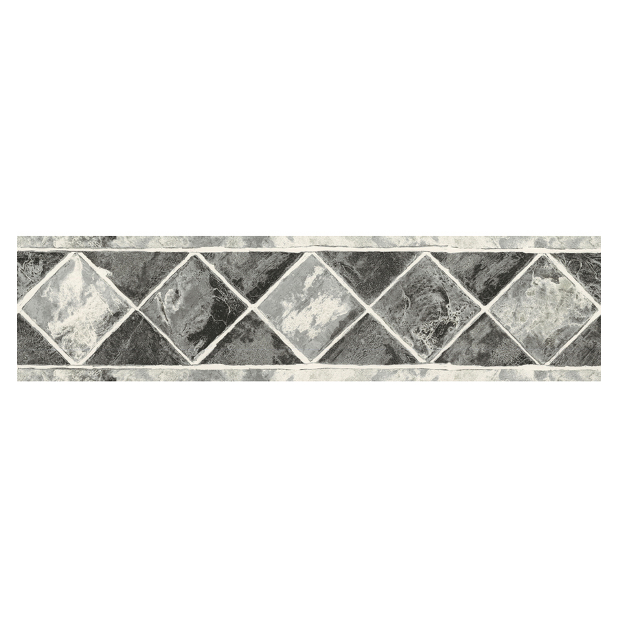 Allen Roth Black And Silver Tile Wallpaper Border Lw1341350