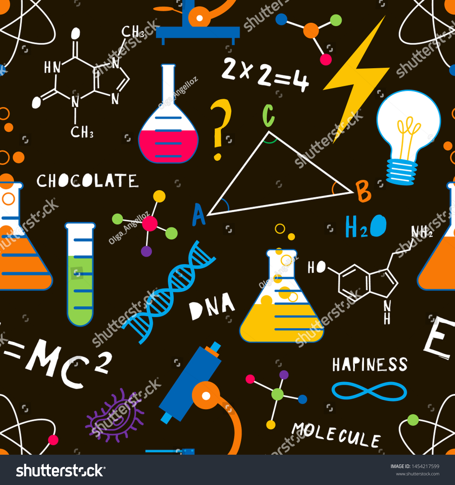 Science Lesson Flat Vector Seamless Pattern Stock Vector Royalty