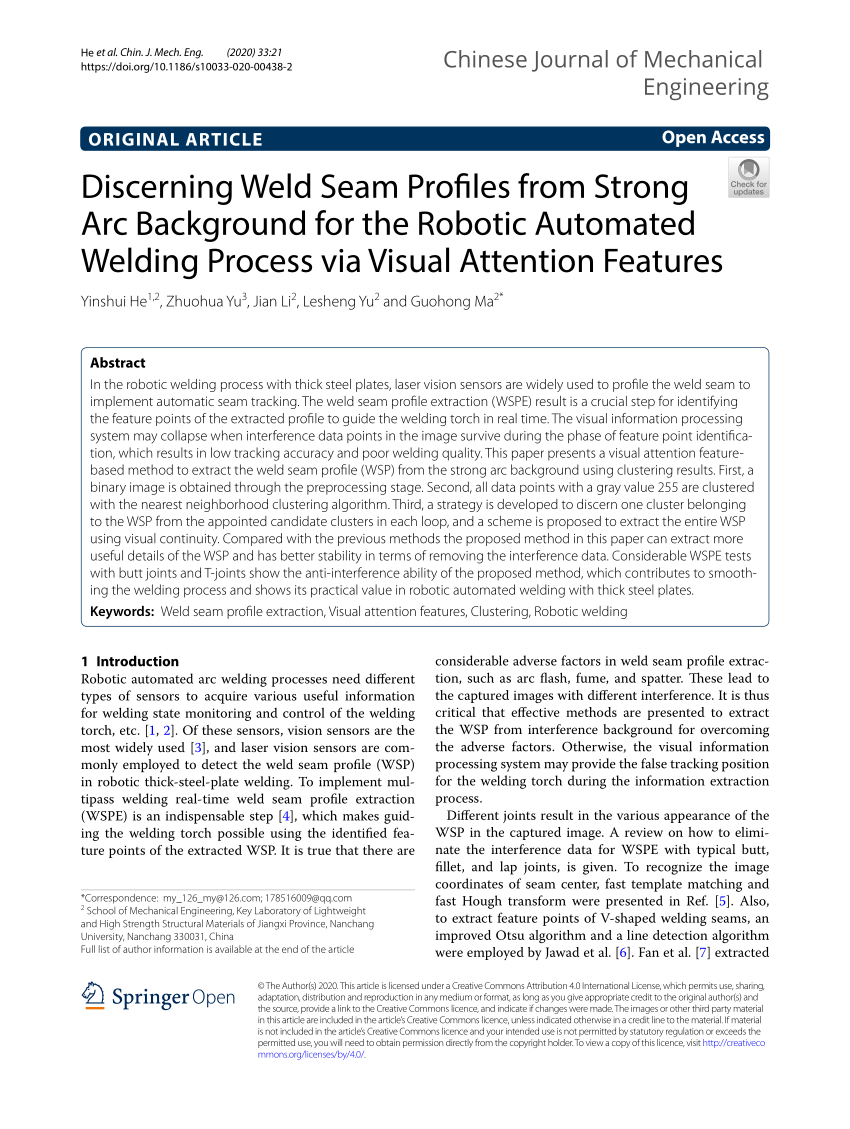 Pdf Discerning Weld Seam Profiles From Strong Arc Background For