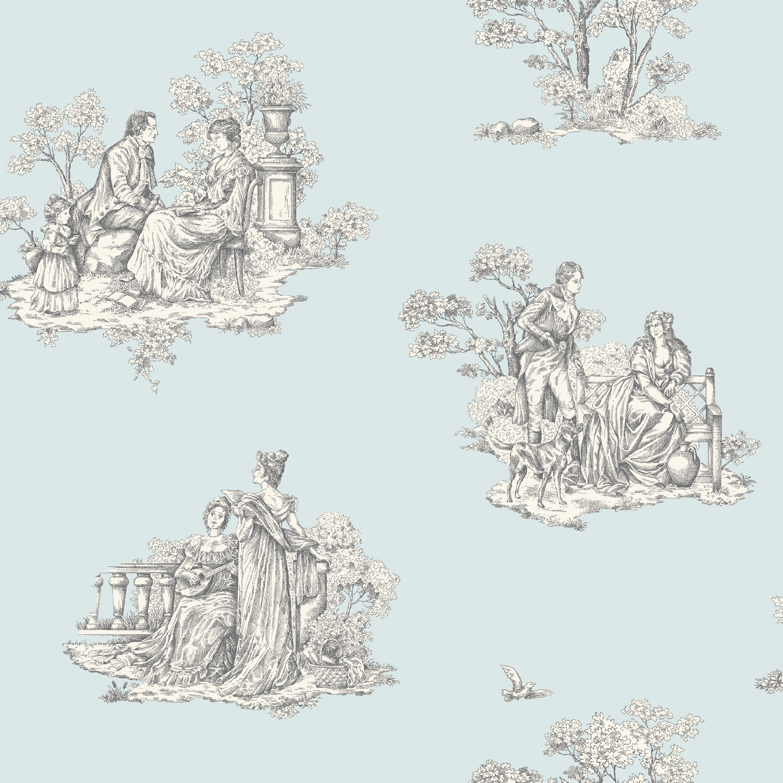 Toile Wallpaper Pale Teal Rasch Design Amour