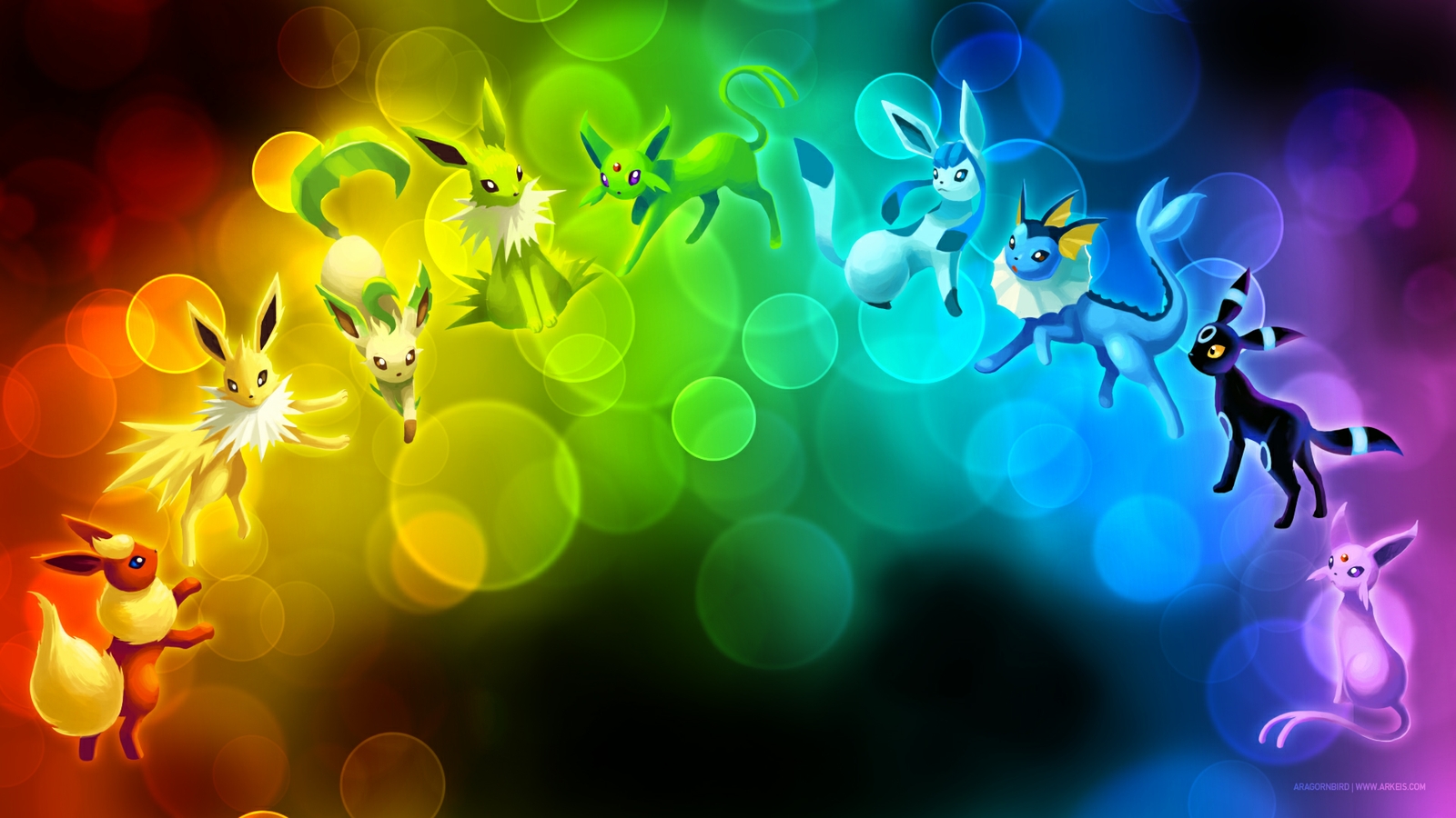 Pokemon Eeveelution Rainbow Wallpaper Full HD