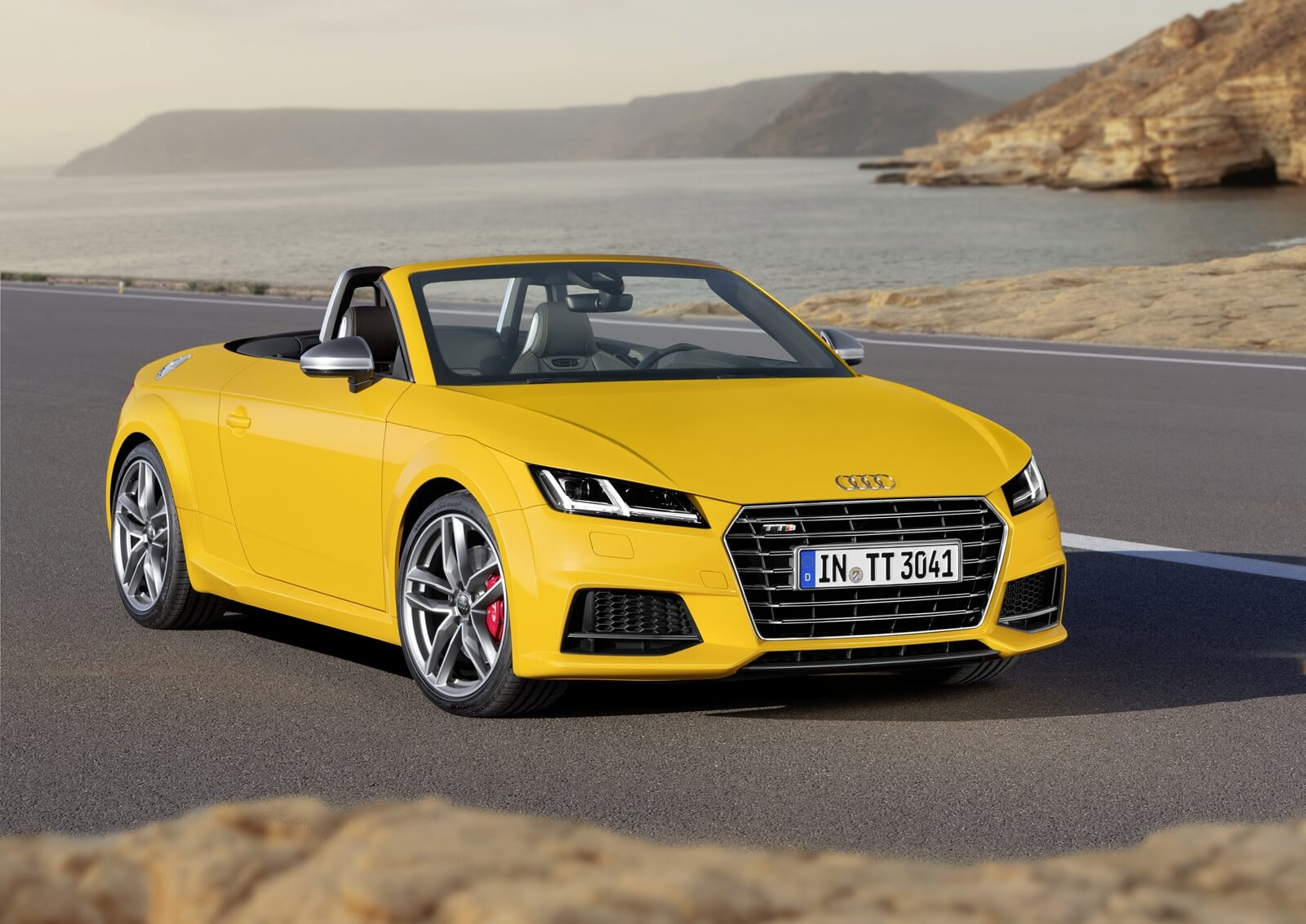 Audi Tt Tts Yellow With Sea Background
