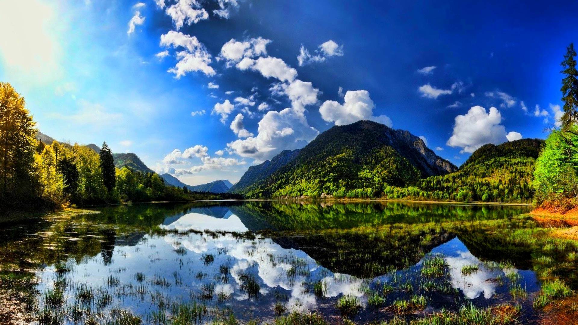 How To Set This Summer Sunshine Scenes Lake Mountain Wallpaper On