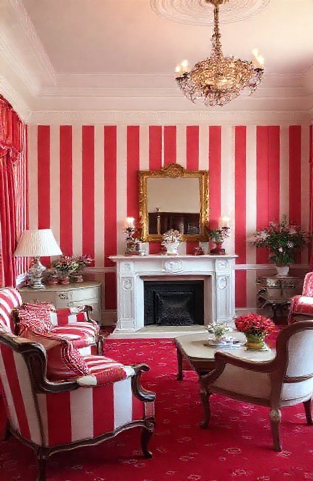 Red And White Striped Wallpaper