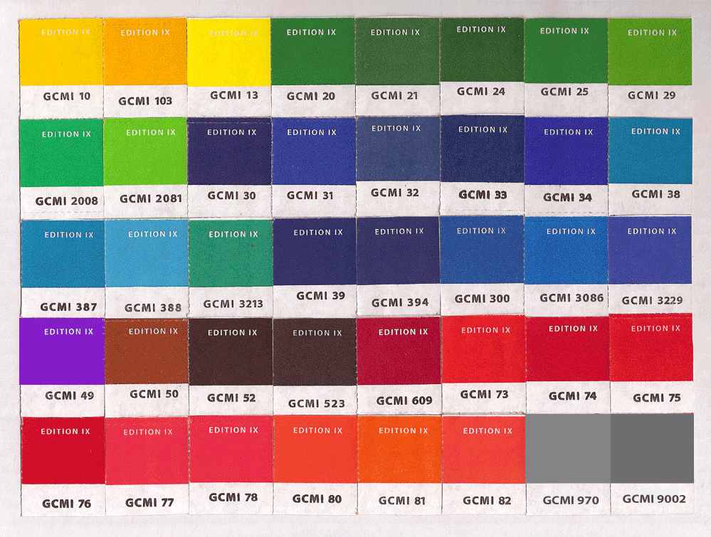 Gcmi Ink Color Chart