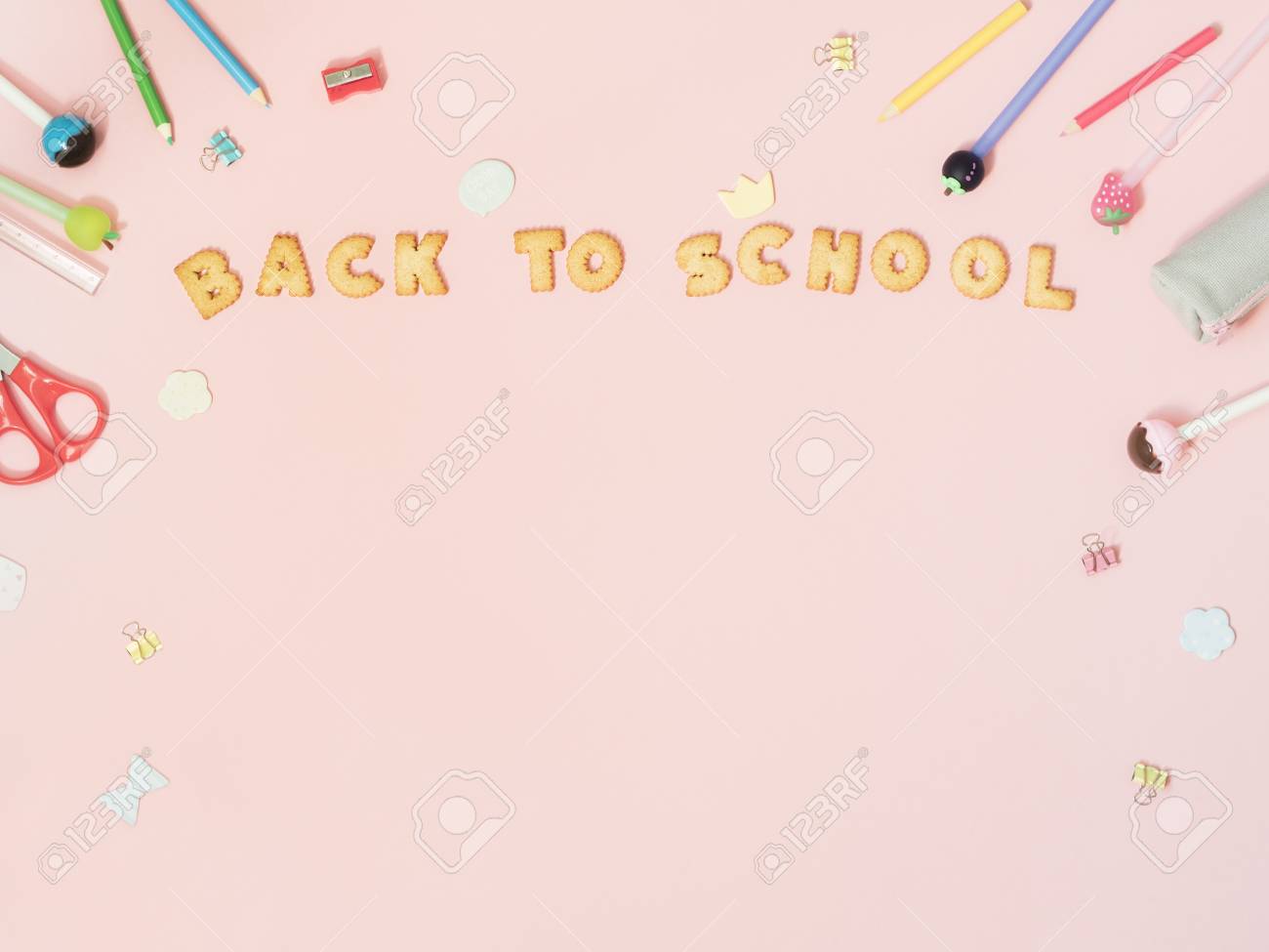 Colorful Background With Lettering Back To School Made Of Cookies