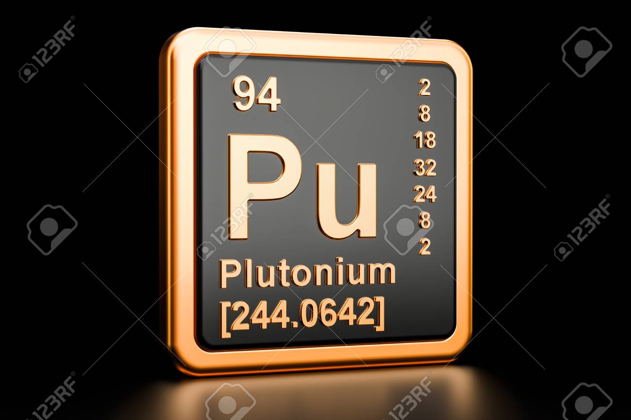Plutonium Pu Chemical Element 3d Rendering Isolated On Black