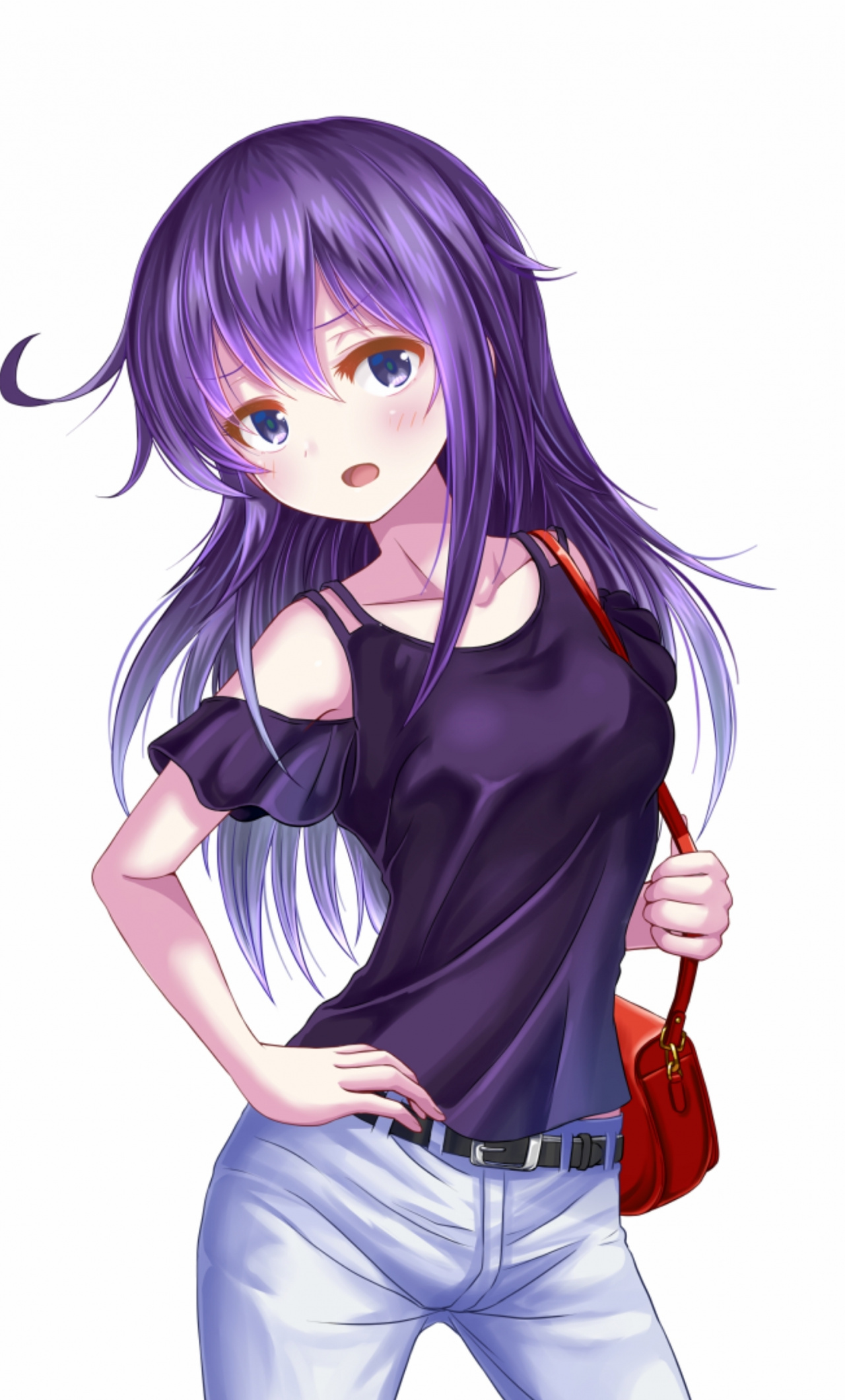 Anime Girl Purple Hair Casual Wallpaper Teahub Io