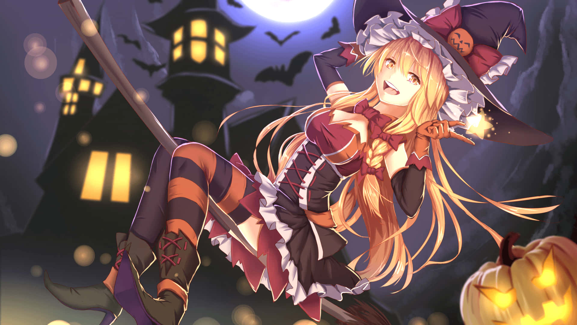 A Halloween Anime Girl Celebrating The Season Wallpaper