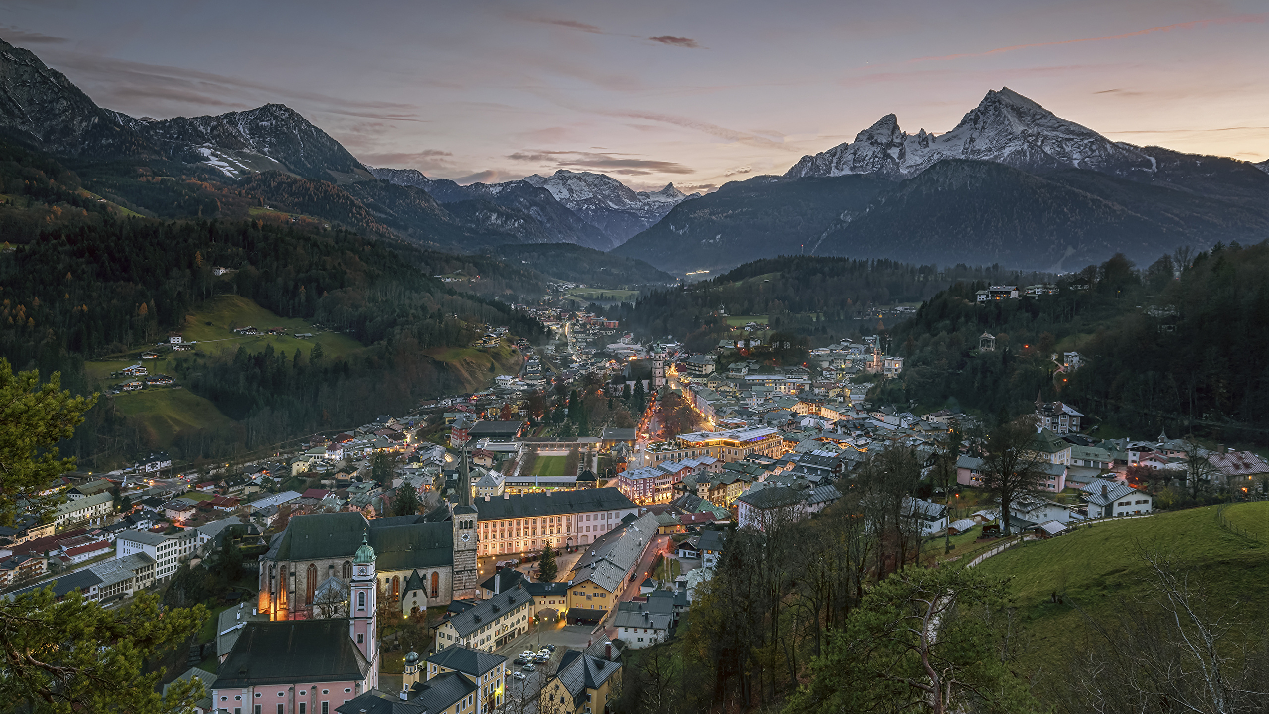 Picture Bavaria Germany Berchtesgaden Mountains Evening