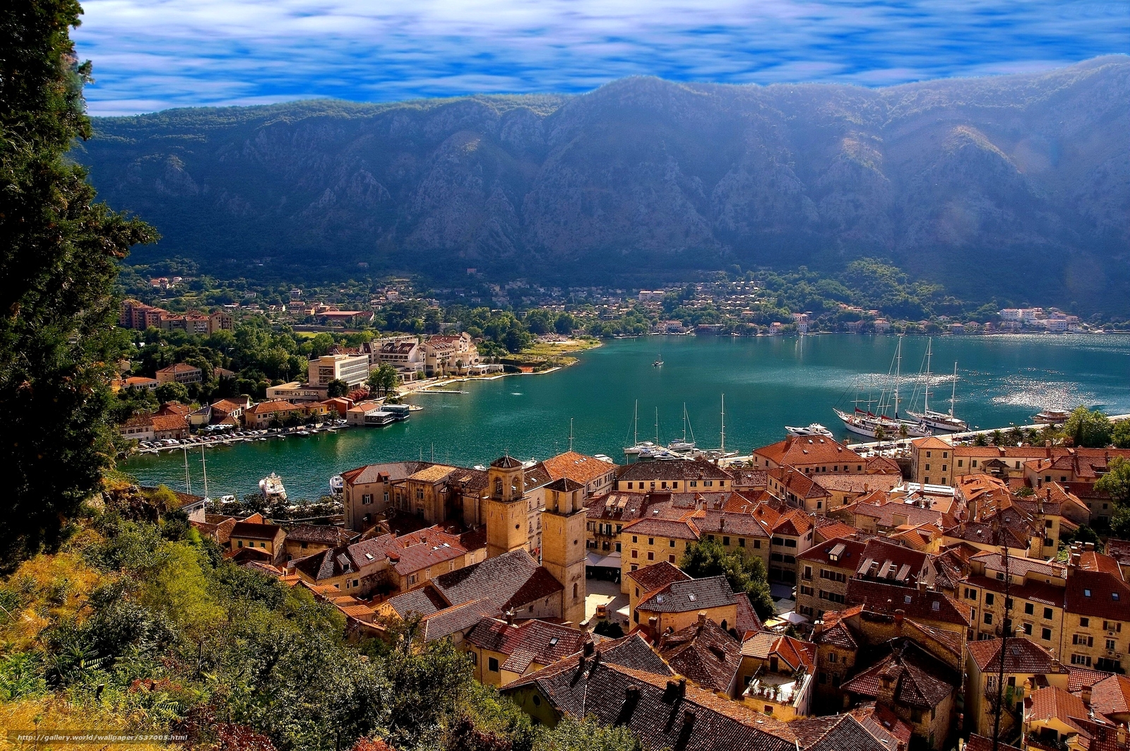 Download wallpaper overview Kotor Montenegro desktop wallpaper 1600x1063