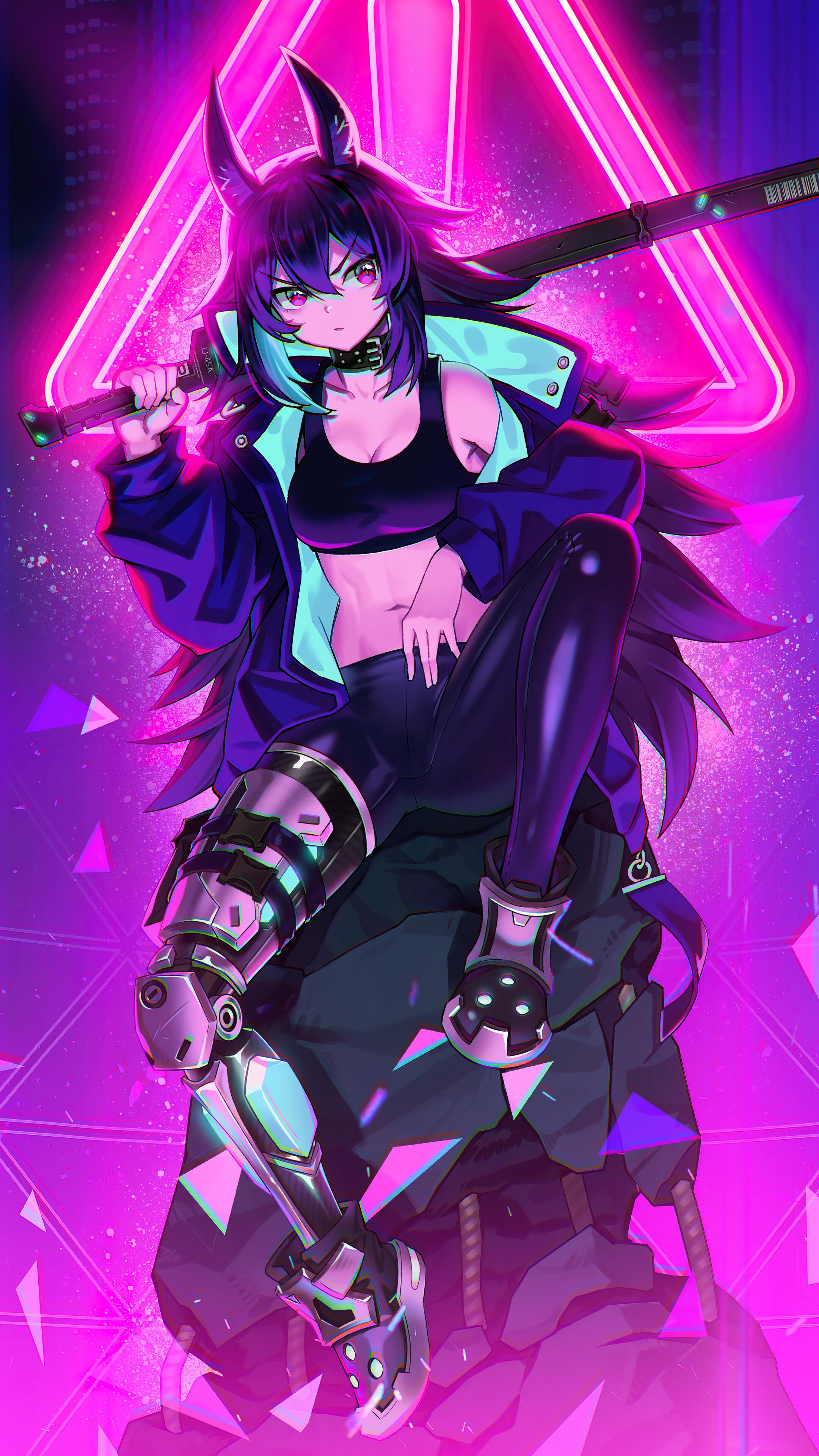 Cyberpunk Anime Girl 4k Phone iPhone Wallpaper 6200b